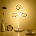 White Ribbons Table Night Light Contemporary Aluminum LED Nightstand Lamp for Bedroom