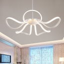 Metal Curved Circle Hanging Lamp Kit Modernist LED White Ceiling Pendant in Warm/White/Natural Light