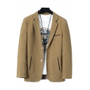 Novelty Mens Jacket Side Seam Pockets Two-Button Lapel Collar Long Sleeve Regular Fit Suit Jacket
