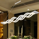 Acrylic Spiral Island Pendant Modern LED White Hanging Light Fixture in Warm/White Light for Dining Room