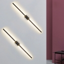 Black Slender Wall Lighting Ideas Contemporary LED Metallic Wall Sconce with Rectangle Backplate