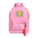Unique Letter Chimmy Cartoon Dog Graphic O-ring Strap Decoration Backpack in Pink