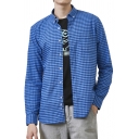 Basic Mens Shirt Gingham Pattern Oxford Chest Pocket Button down Collar Long Sleeve Regular Fit Shirt