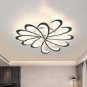 Blossom Ceiling Mounted Fixture Minimalism Metal LED Black/White Flush Lamp in Warm/White Light, 31.5