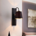 Simple 1 Light Wall Sconce Black Conical Wall Mounted Lighting Fixture with Fabric Shade