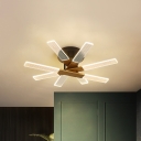 Simplicity Sputnik Semi Flush Light Acrylic Dining Room LED Close to Ceiling Lighting in Black and Gold, Warm/White Light