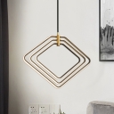 Minimal Rhombus Pendant Chandelier Metal Dining Room LED Hanging Lamp Kit in Black/White, 13