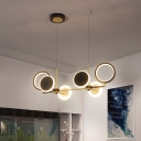 Round Chandelier Light Fixture Simple Metal 6 Lights Black/Gold Ceiling Pendant in Warm/White Light for Dining Room
