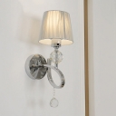 Fabric Tapered Wall Light Fixture Modern 1 Bulb Chrome Wall Sconce with Twisted Arm