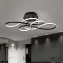 Acrylic Twist Semi Flush Ceiling Light Simple Black/White Finish LED Lighting Fixture in Warm/White Light for Bedroom