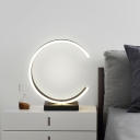 Acrylic Notched Circle Light Night Lamp Contemporary Black/White LED Reading Book Light with Square Base