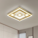 Gold Square Ceiling Light Fixture Modernist LED Aluminum Flush Mount Lamp for Bedroom