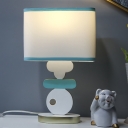 Fabric Rectangle Table Light Nordic 1 Bulb Blue/Green Night Lighting with Resin Base for Bedroom