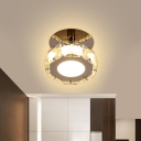 Round/Square Crystal Ceiling Fixture Contemporary LED Chrome Semi Mount Lighting in Warm/White Light for Corridor