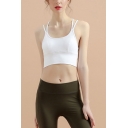 Sportswear Ladies Solid Color Strappy Hollow Out Back Fitted Crop Bustier