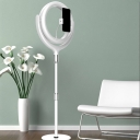 Black/White LED Annular Fill Flash Lamp Contemporary Metal USB Vanity Light with Phone Stand Function