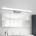 Straight Bedroom Vanity Lamp Fixture Metallic LED Modernist Wall Mount Lighting in Silver, Warm/White Light