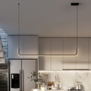 Linear Metallic Island Light Fixture Modernism LED Black Hanging Lamp Kit in Warm/White Light for Dining Room