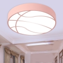 Modernist LED Flush Lamp Fixture Pink Basketball Ceiling Flush Mount with Acrylic in Warm/White Light