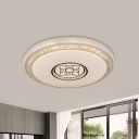 White Disc Shaped Flush-Mount Light Minimalism K9 Crystal Surface Mounted LED Ceiling Light