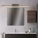 Minimalism Linear Vanity Mirror Lamp Metal LED Toilet Wall Sconce with Oblong Backplate in Black, Warm/White Light
