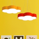 Acrylic Cloud Chandelier Lighting Minimalist Yellow/Red LED Hanging Lamp Kit for Playroom