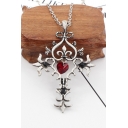 Gothic Hollow Out Cross Shaped Metal Necklace