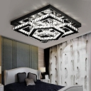 Geometric Clear Crystal Ceiling Flush Modern Style LED Chrome Semi Flush Light Fixture in Warm/White Light for Bedroom
