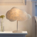 Cloud-Shaped Nightstand Lamp Kids Plastic 1 Light Bedside Table Lighting in White with Metal Base