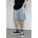 Street Mens Button Sides Contrasted Mid Rise Relaxed Fit Shorts