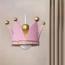 Crown Flush Mount Wall Sconce Kids Metallic 1 Light Pink/Gold Wall Mounted Lamp for Bedroom
