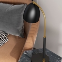 Dome Reading Task Lamp Modernist Metallic 1 Light Living Room Night Lighting in Black