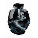 Classic Mens 3D Hoodie Skull Necklace Tree Roots Pattern Drawstring Regular Fitted Long Sleeve Hoodie