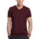 Mens T-Shirt Fashionable Plain Modal V Neck Short Sleeve Slim Fitted T-Shirt
