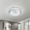 Modernist Circle Semi Flush Light White Acrylic 17
