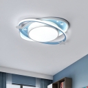 Kids Orbital Thin LED Ceiling Lamp Acrylic Children Room Flush Mounted Lamp in Blue