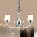 Tapered Milk Glass Pendant Light Modern 3/6-Head Chrome/Gold Chandelier Lamp for Living Room