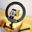 Circle Metal USB Vanity Lighting Ideas Simplicity LED Black Fill Light with Phone Stand Design