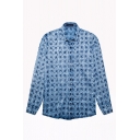 Vintage Mens Shirt Abstract Plaid Pattern Turn-down Collar Button-down Regular Fit Long Sleeve Shirt