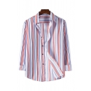 Classic Mens Shirt Pinstriped Printed Button up Spread Collar Long Sleeve Regular Fit Shirt