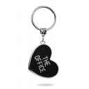 Fancy Letter The Office Print Heart Shaped Stainless Steel Keychain