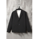 Vintage Mens Jacket Solid Color Button up Slash Front Pockets Long Sleeve Lapel Collar Loose Fit Suit Jacket