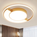 Circular Close to Ceiling Lamp Contemporary Metal LED Gold Flush Mount Light Fixture