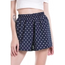 Cool Womens Shorts Polka Dot Pattern Loose Fitted Elastic Waist Relaxed Shorts