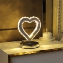 Loving Heart Faceted Crystal Table Lamp Contemporary LED Chrome Nightstand Lighting for Bedside