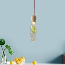Red Bottle Ceiling Hang Fixture Warehouse Clear Glass 1 Light Parlor Pendant Lamp Kit