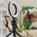 Minimalism LED Vanity Light Black Circular USB Fill Flash Lamp with Metallic Shade