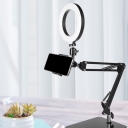 Ring Cellphone Mount Vanity Lighting Metal LED Minimalist Fill Flash Lamp with Adjustable Arm in Black, USB