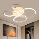 White Crossing S-Shape Ceiling Flush Contemporary LED Metal Flush Mount Light Fixture for Sleeping Room