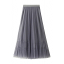 Vintage Womens Tulle Skirt Bead Detail High Elastic Rise Maxi A-Line Tulle Skirt